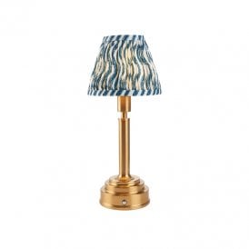 Aspley LED USB Rechargeable Touch Table Lamp - Brushed Brass with Blue Shade