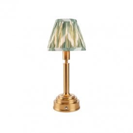 Aspley LED USB Rechargeable Touch Table Lamp - Brushed Brass with Green Shade