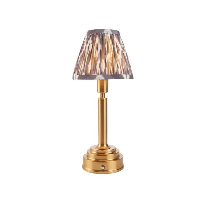 Luxia Aspley LED USB Rechargeable Touch Table Lamp - Brushed Brass with Grey Shade