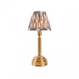 Aspley LED USB Rechargeable Touch Table Lamp - Brushed Brass with Grey Shade