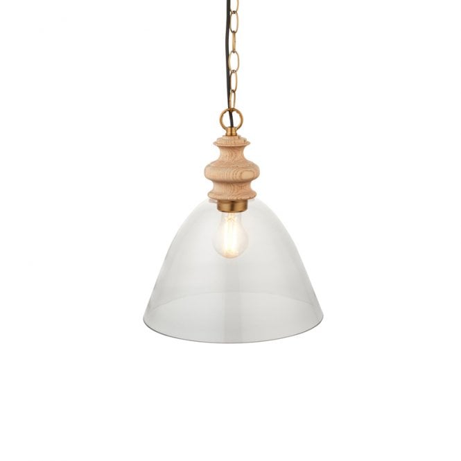 Luxia Aylesford Glass Ceiling Pendant Light - Light Wood