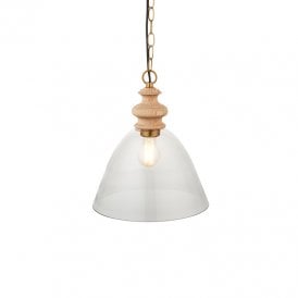 Aylesford Glass Ceiling Pendant Light - Light Wood