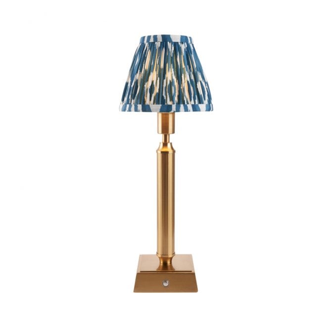 Luxia Bakewell LED USB Rechargeable Touch Table Lamp - Brushed Brass with Blue Shade