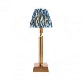 Bakewell LED USB Rechargeable Touch Table Lamp - Brushed Brass with Blue Shade