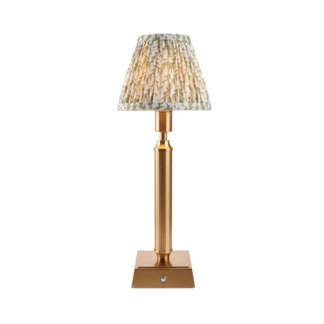 Luxia Bakewell LED USB Rechargeable Touch Table Lamp - Brushed Brass with Green Shade