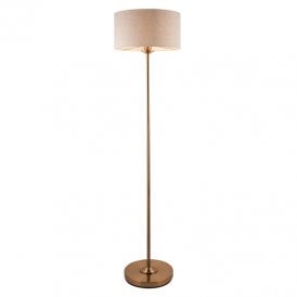 Bampton Floor Lamp - Vintage Brass & Natural Linen Shade