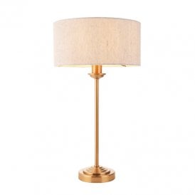 Bampton Table Lamp - Vintage Brass & Natural Linen Shade
