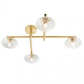 Beaufort Bathroom 4 Light Semi-Flush Ceiling Light - Satin Brass