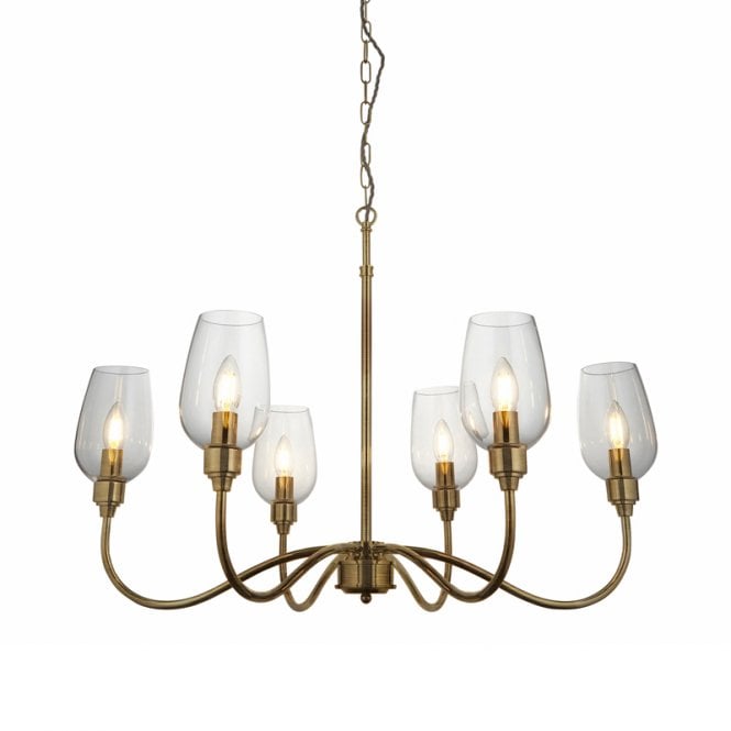 Luxia Beaulieu 6 Arm Chandelier - Antique Brass