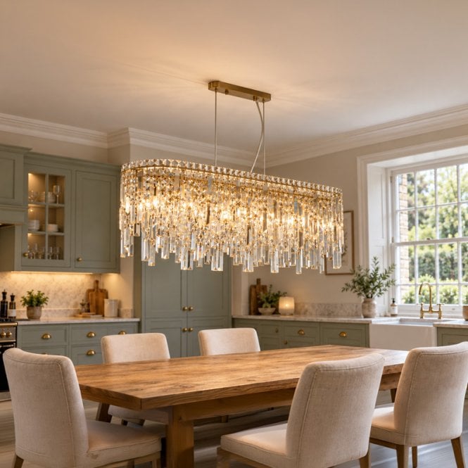 Luxia  Bordeaux 8 Light Glass Bar Ceiling Pendant - Satin Brass