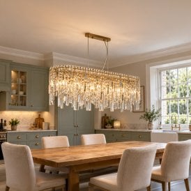 Luxia Bordeaux 8 Light Glass Bar Ceiling Pendant - Satin Brass