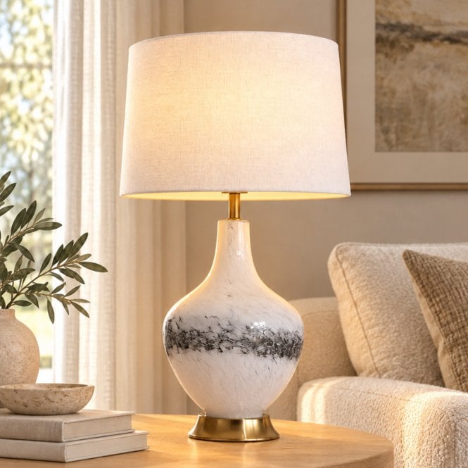 Luxia Boston Glass Table Lamp - White