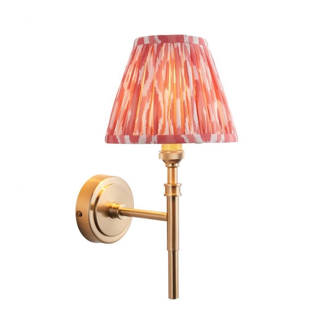 Luxia Chadwick Wall Light - Brushed Brass with Pink Shade