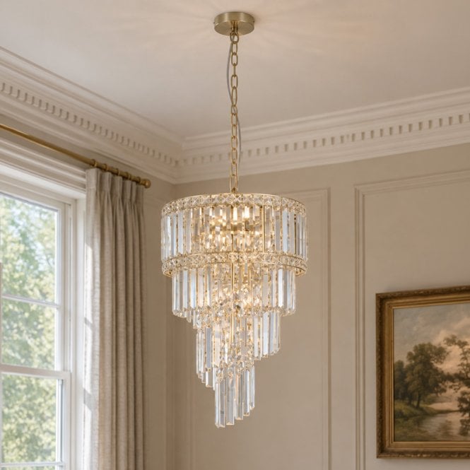 Luxia  Chambord Glass Chandelier - Satin Brass