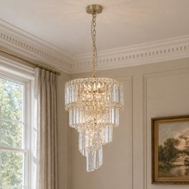 Luxia Chambord Glass Chandelier - Satin Brass