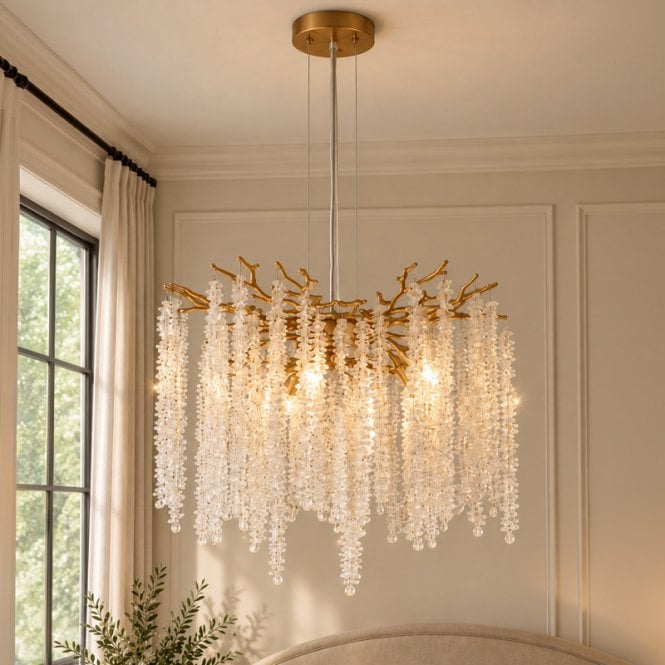 Luxia  Deauville 5 Light Glass Chandelier - Gold