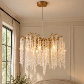 Luxia Deauville 5 Light Glass Chandelier - Gold
