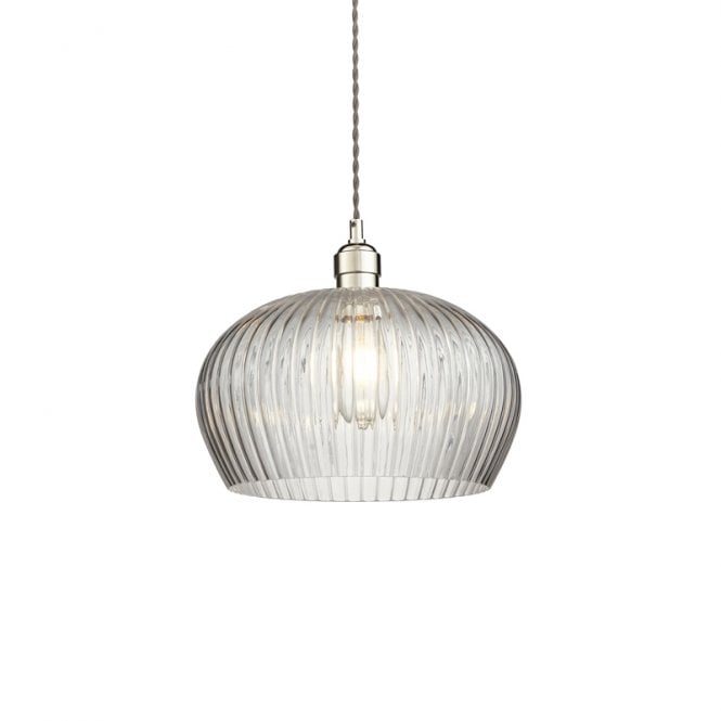 Luxia Edensor Wide Glass Ceiling Pendant Light - Polished Nickel