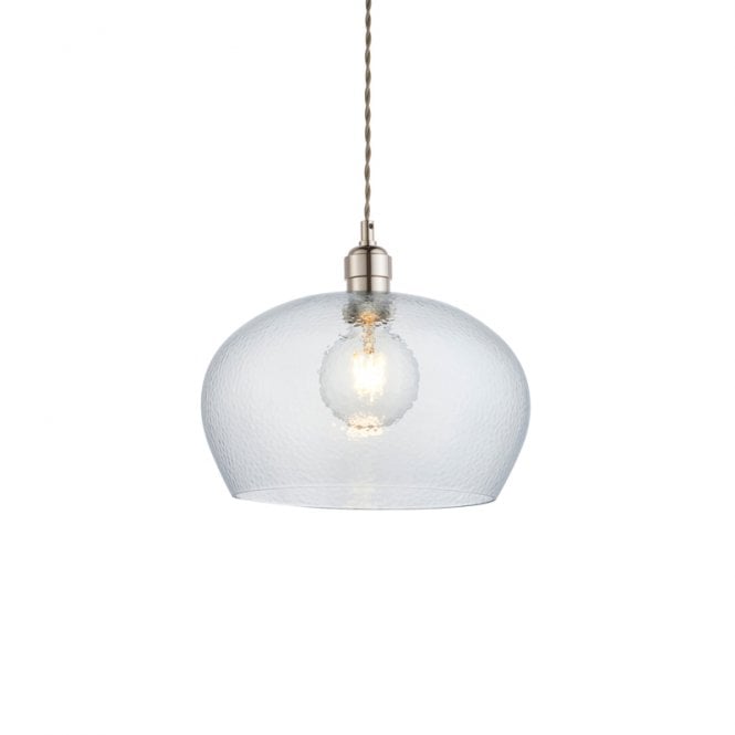 Luxia Elie Wide Glass Ceiling Pendant Light - Polished Nickel