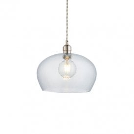 Elie Wide Glass Ceiling Pendant Light - Polished Nickel