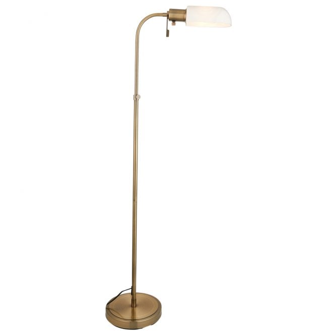 Luxia Ellis Glass Floor Lamp - Antique Brass
