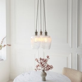 Luxia Elodie 3 Light Glass Cluster Ceiling Pendant - Nickel