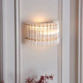 Luxia Elsie Glass Flush Wall Light - Brass