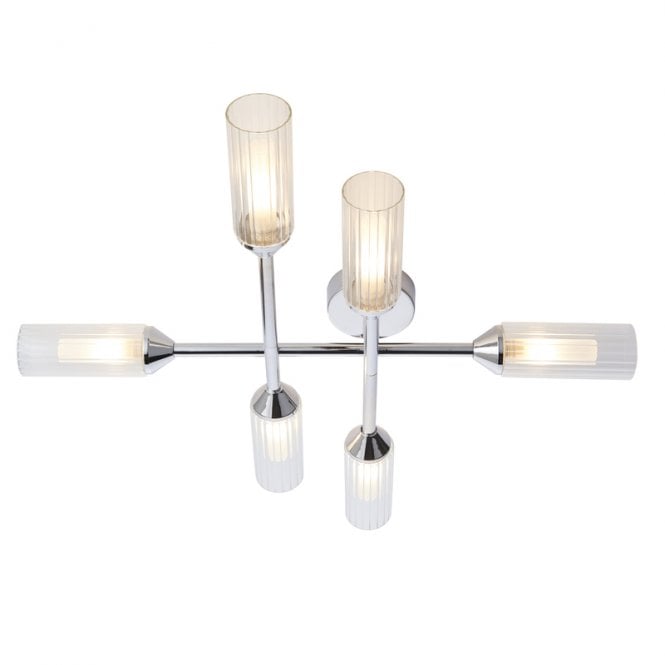Luxia Flute Bathroom 6 Light Semi-Flush Ceiling Light - Polished Chrome