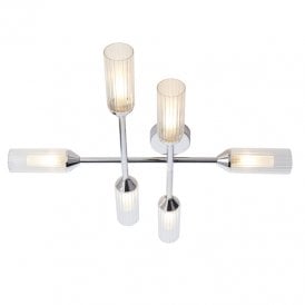 Flute Bathroom 6 Light Semi-Flush Ceiling Light - Polished Chrome