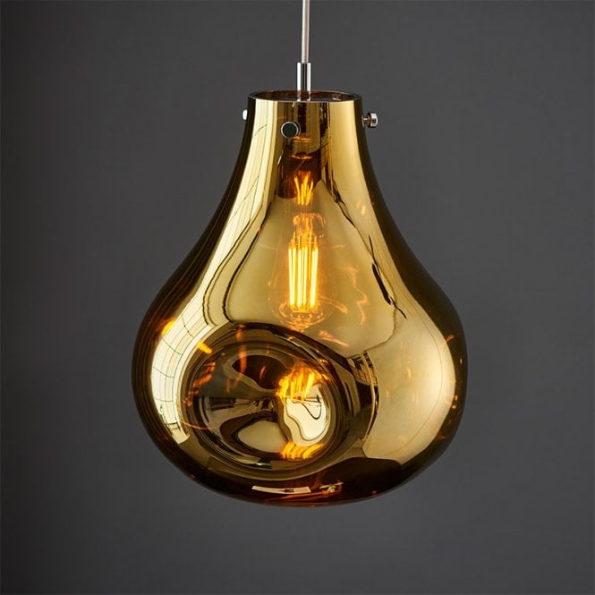 Luxia Giselle Glass Large Ceiling Pendant Light - Metallic Gold