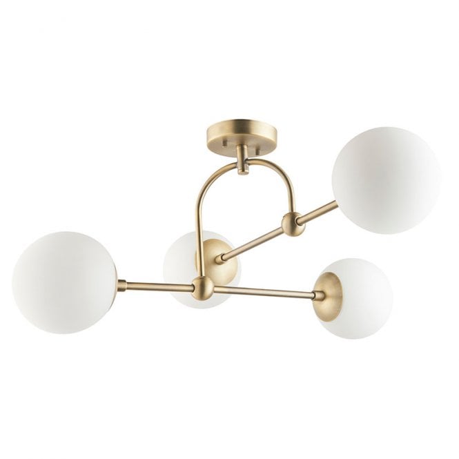 Luxia Greenwich 4 Light Semi-Flush Ceiling Light - Antique Brass