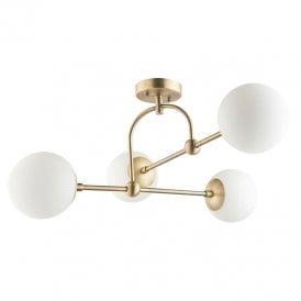 Greenwich 4 Light Semi-Flush Ceiling Light - Antique Brass