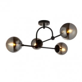 Greenwich 4 Light Semi-Flush Ceiling Light - Matt Black