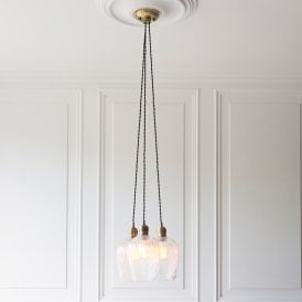 Luxia Hallie 3 Light Glass Cluster Ceiling Pendant - Antique Brass