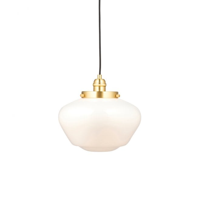 Luxia Harpenden Opal Glass Ceiling Pendant Light - Antique Brass