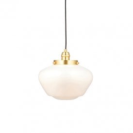 Harpenden Opal Glass Ceiling Pendant Light - Antique Brass
