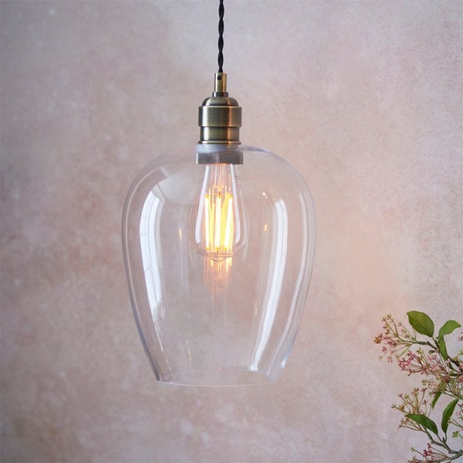 Luxia Heidi Glass Ceiling Pendant Light - Antique Brass