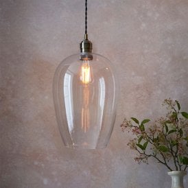 Heidi Glass Large Ceiling Pendant Light - Antique Brass
