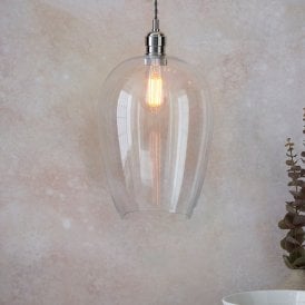 Heidi Glass Large Ceiling Pendant Light - Polished Nickel