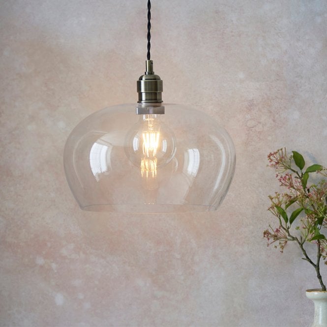 Luxia Heidi Wide Glass Ceiling Pendant Light - Antique Brass