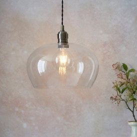 Heidi Wide Glass Ceiling Pendant Light - Antique Brass