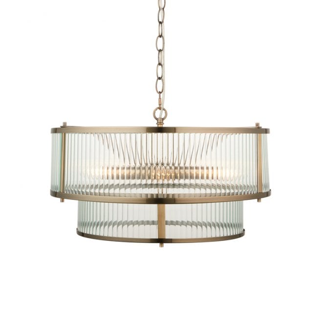 Luxia Hudson Glass Ceiling Pendant Light - Antique Brass