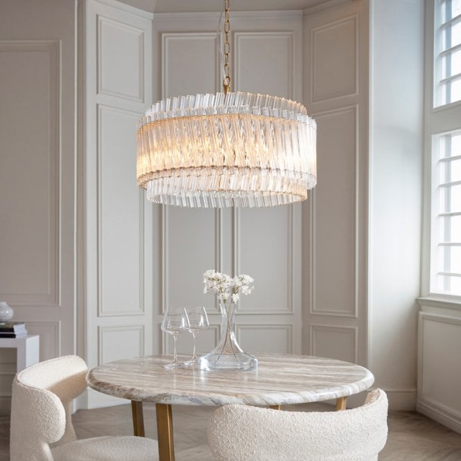 Luxia Jade Glass Chandelier - Brass