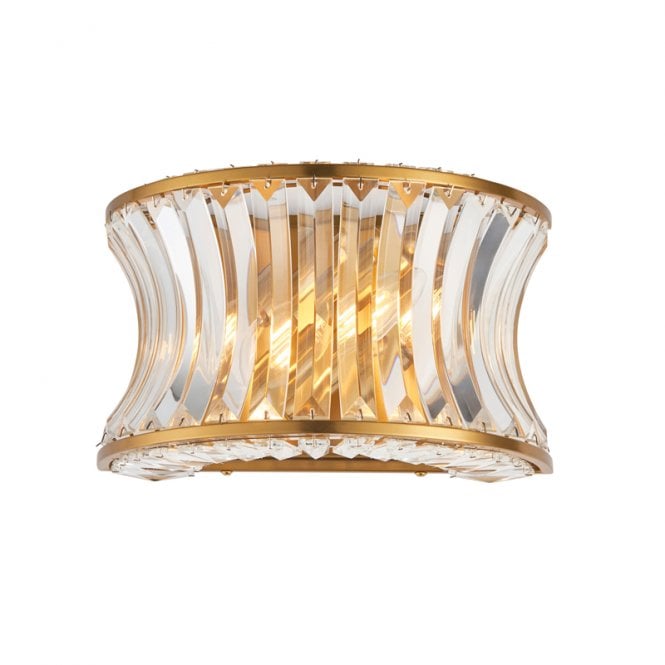 Luxia Keswick Crystal Flush Wall Light - Polished Brass