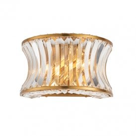 Keswick Crystal Flush Wall Light - Polished Brass