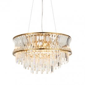 Keswick Droplet Crystal Chandelier - Polished Brass