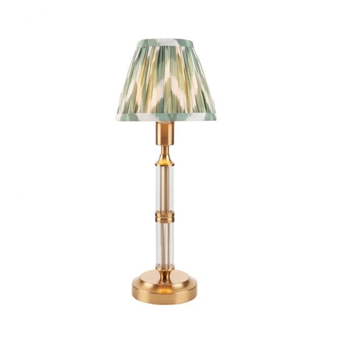 Luxia Kingham LED USB Rechargeable Touch Table Lamp - Brushed Brass with Green Shade