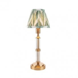 Kingham LED USB Rechargeable Touch Table Lamp - Brushed Brass with Green Shade