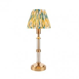 Kingham LED USB Rechargeable Touch Table Lamp - Brushed Brass with Yellow Shade