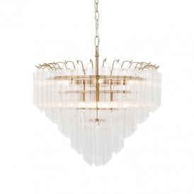 Lautrec Glass Chandelier - Satin Brass